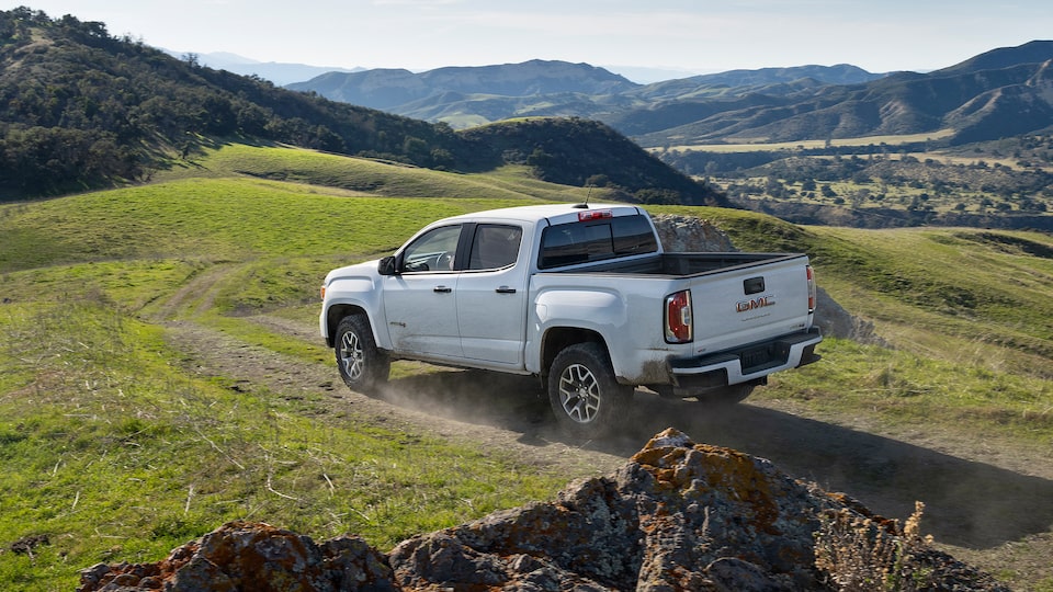 2022 GMC Canyon descending with a scenic view.