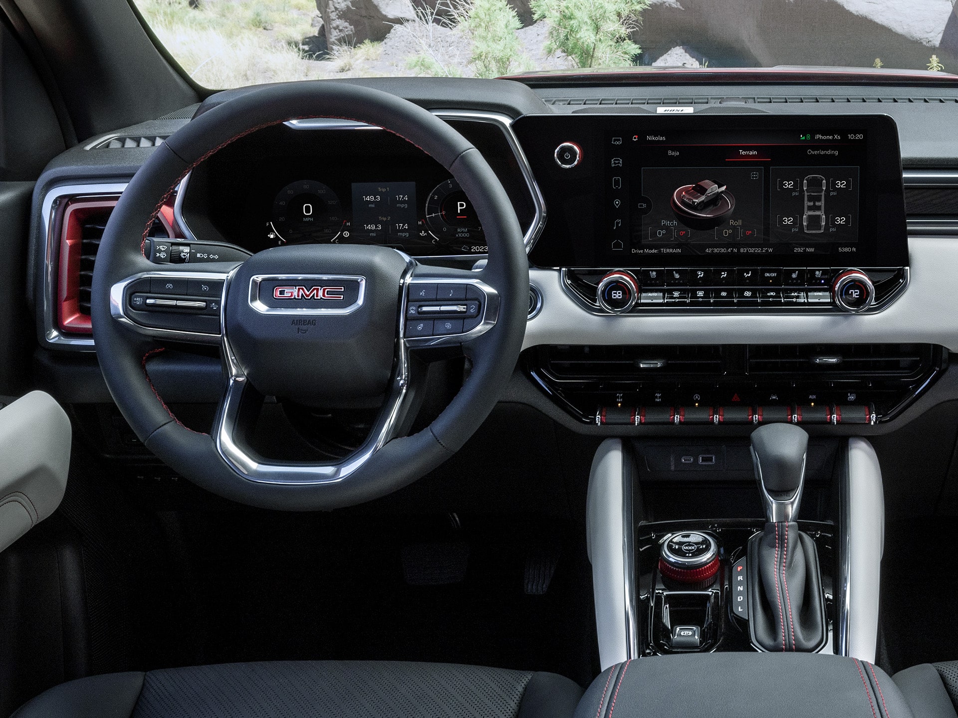 Interior Driver's Side View of the 2026 GMC Canyon AT4X Mid-Size Truck.