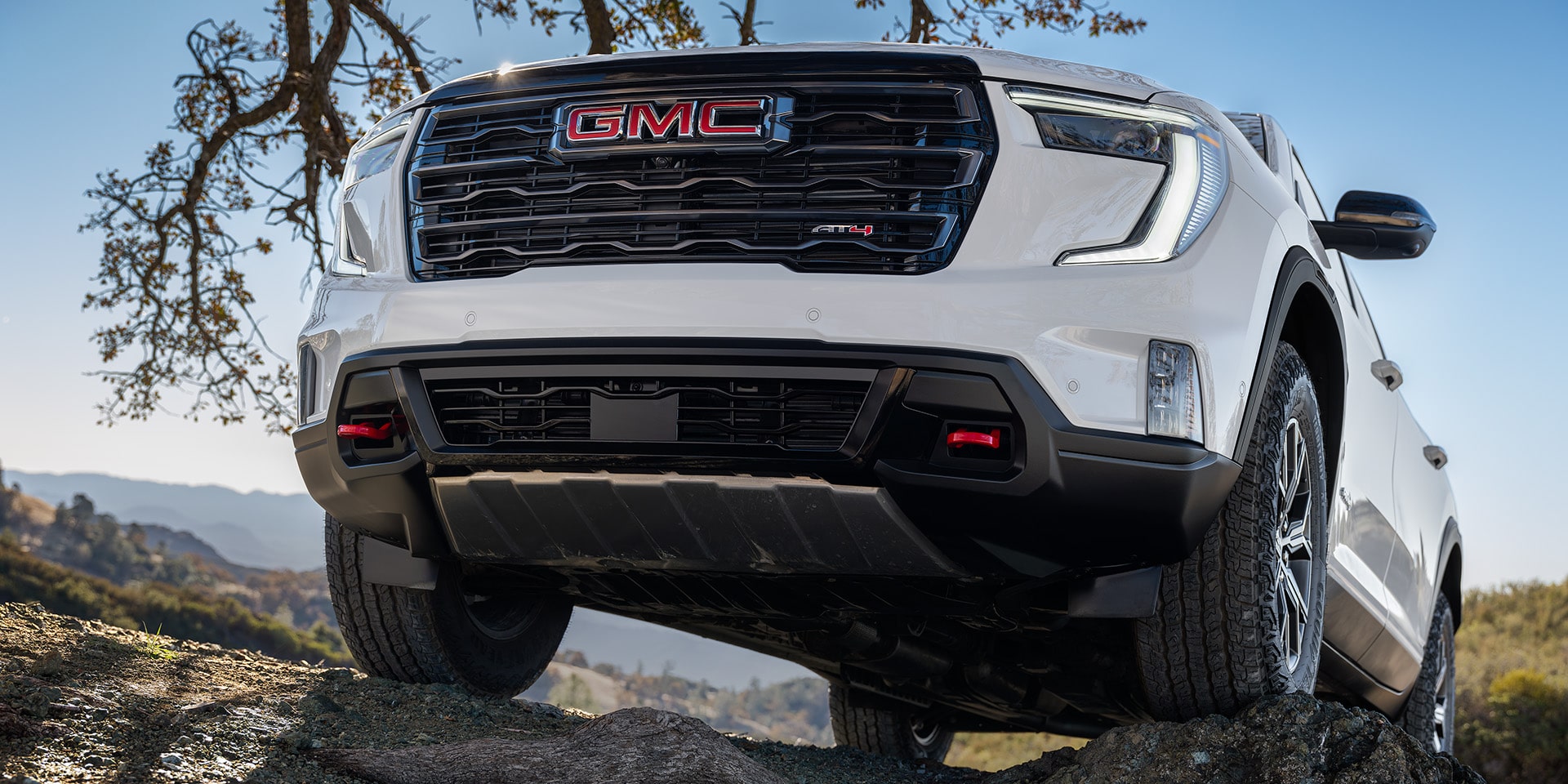 The Front Underside View of a 2026 GMC AT4 trim Truck.