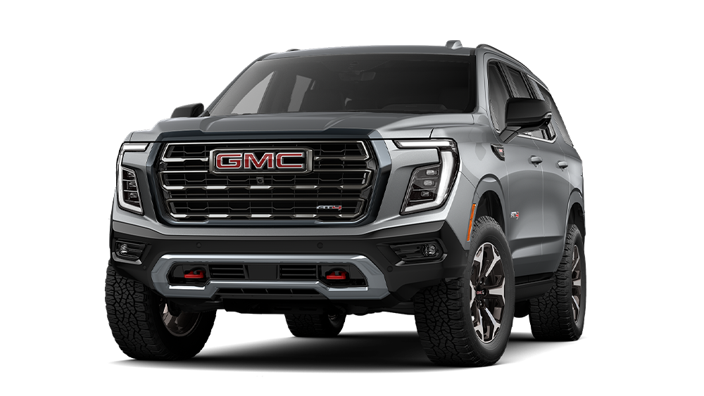 Front Three-Quarters View of the 2026 GMC Yukon AT4 Ultimate Off-Road Full-Size SUV.