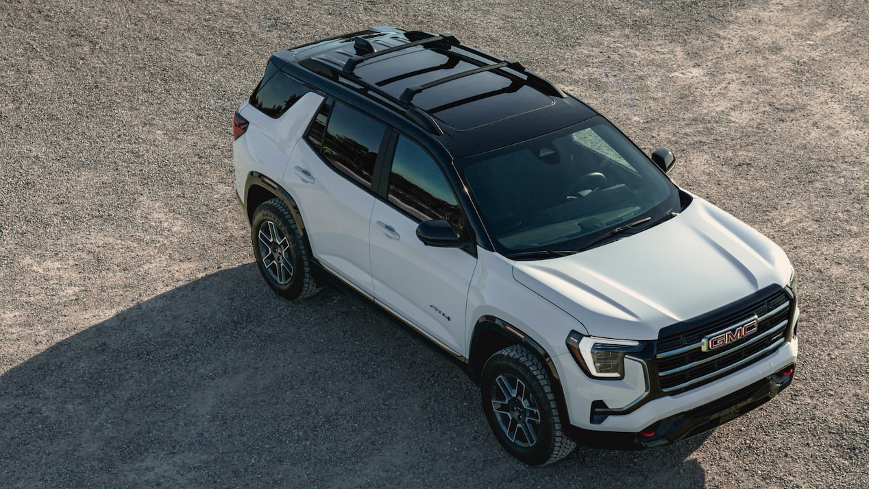Top front-side view of the 2025 GMC Terrain parked outdoors during a sunny day.