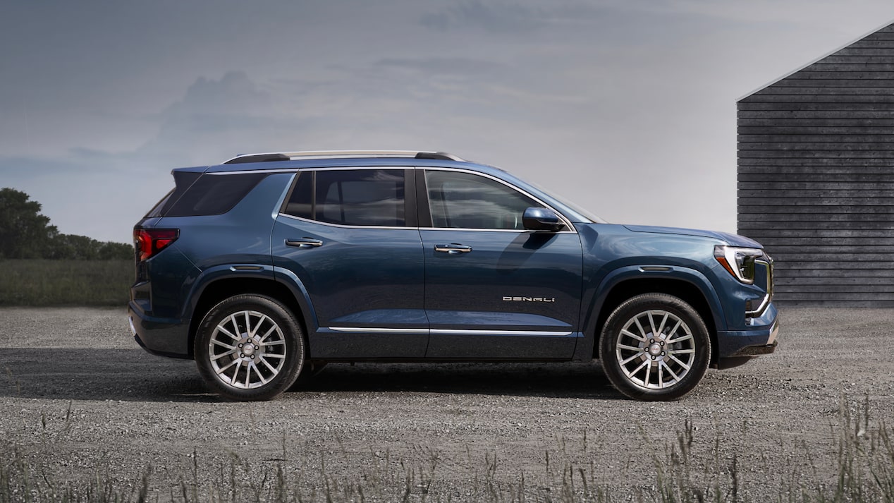 Side view of the 2025 GMC Terrain parked outdoors.