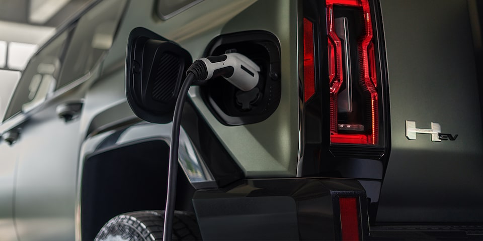 Charging the GMC Hummer EV.