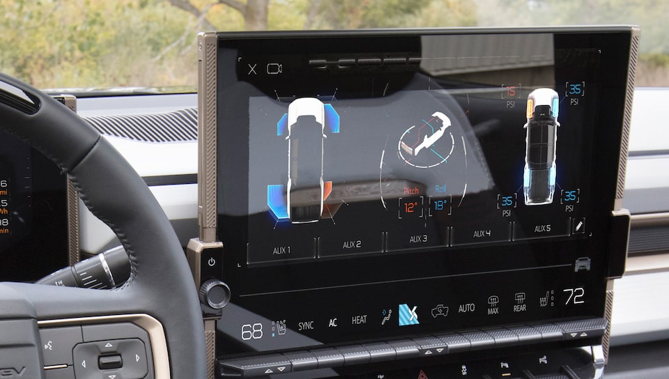 Torque Vectoring feature being displayed in the infotainment screen of the GMC Hummer EV.