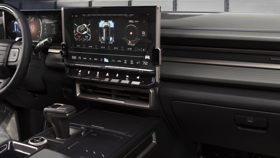 Torque Vectoring feature being displayed in the infotainment screen of the Hummer EV.