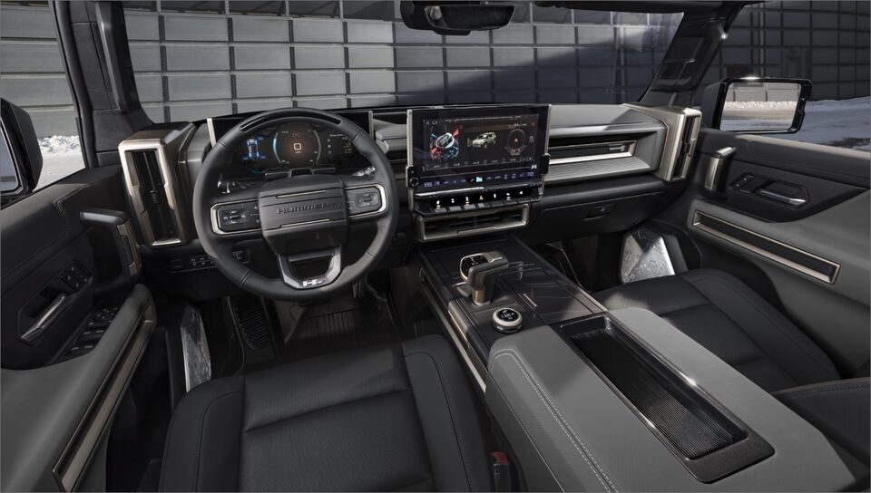 Vue d’ensemble de l’écran haute définition du GMC Hummer EV.