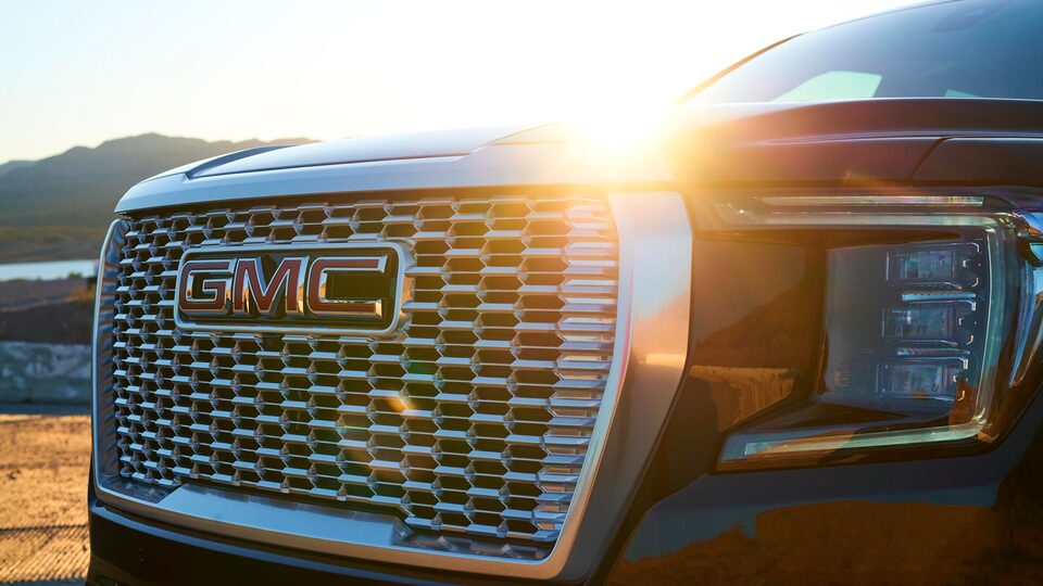 Front grille of a GMC vehicle.