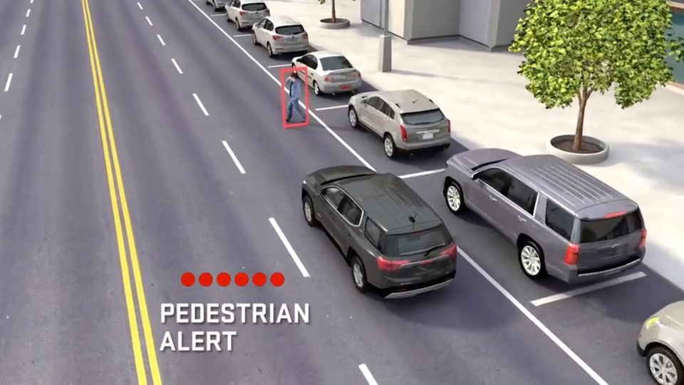 GMC Yukon safety pedestrian alert feature.