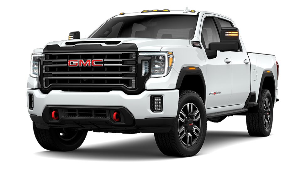 GMC Sierra 2500 AT4 HD 2021 en blanc sommet.