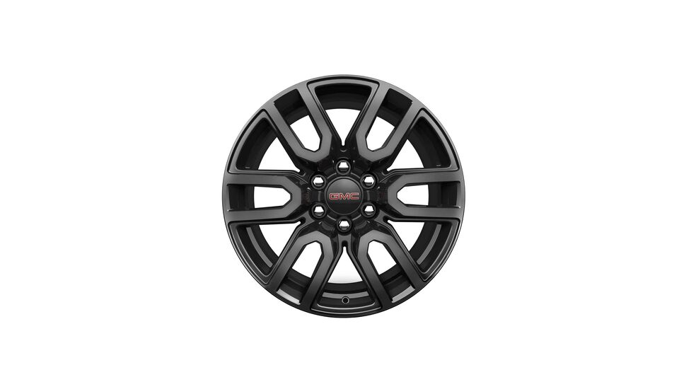 2022 GMC Sierra 1500 20" Gloss Black Painted Aluminum Wheels.