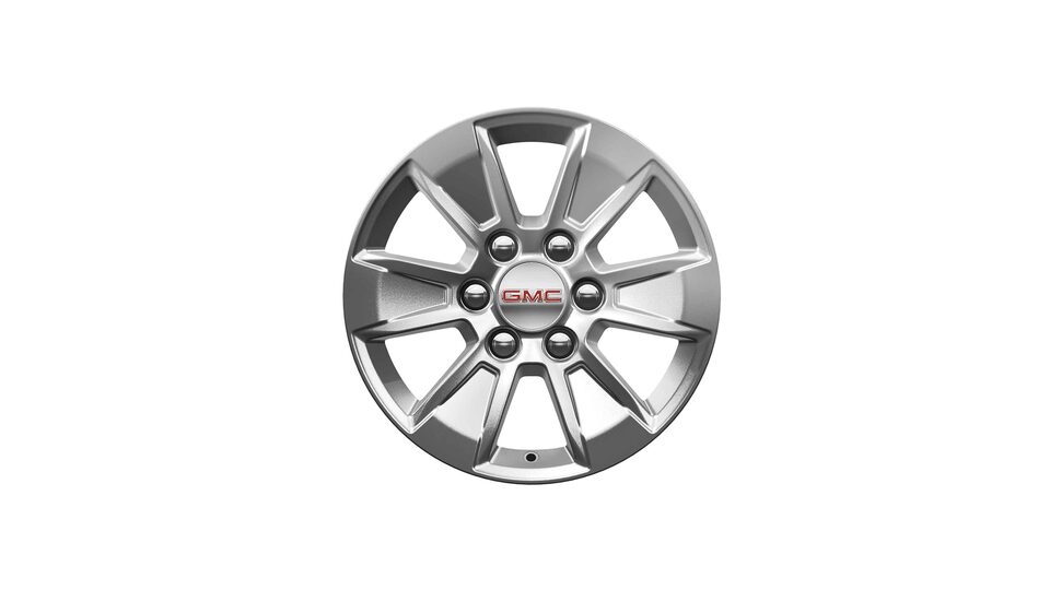 2022 GMC Sierra 1500 17" Bright 6-Spoke Silver Painted Aluminum Wheels.