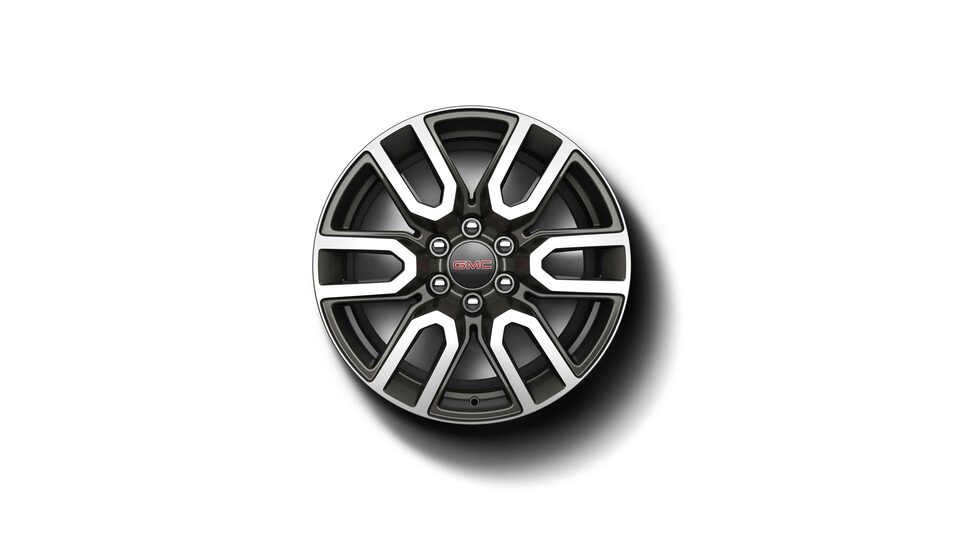 2022 GMC Sierra 1500 20" Machined Aluminum Wheels With Carbon Grey Metallic Accents.