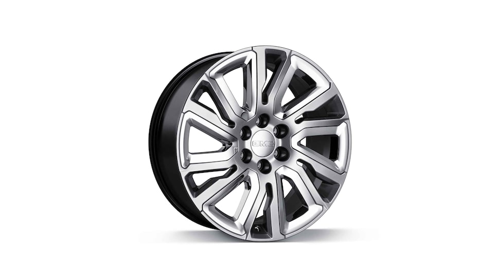2022 GMC Sierra 1500 22" 6-Spoke Dark Silver Aluminum Wheels With Machined Accents.