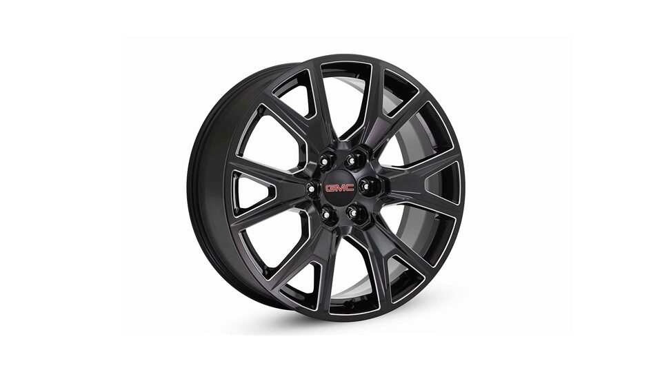 2022 GMC Sierra 1500 22” Carbon Flash Metallic Wheels.