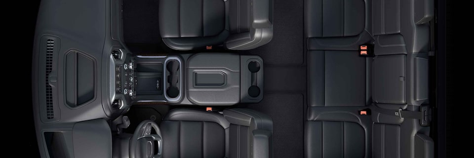 2022 GMC Sierra 1500 jet black seating birds-eye view.