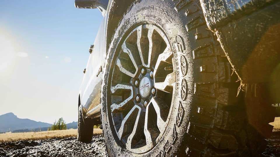 2022 GMC Sierra 1500 AT4 off-road tires.