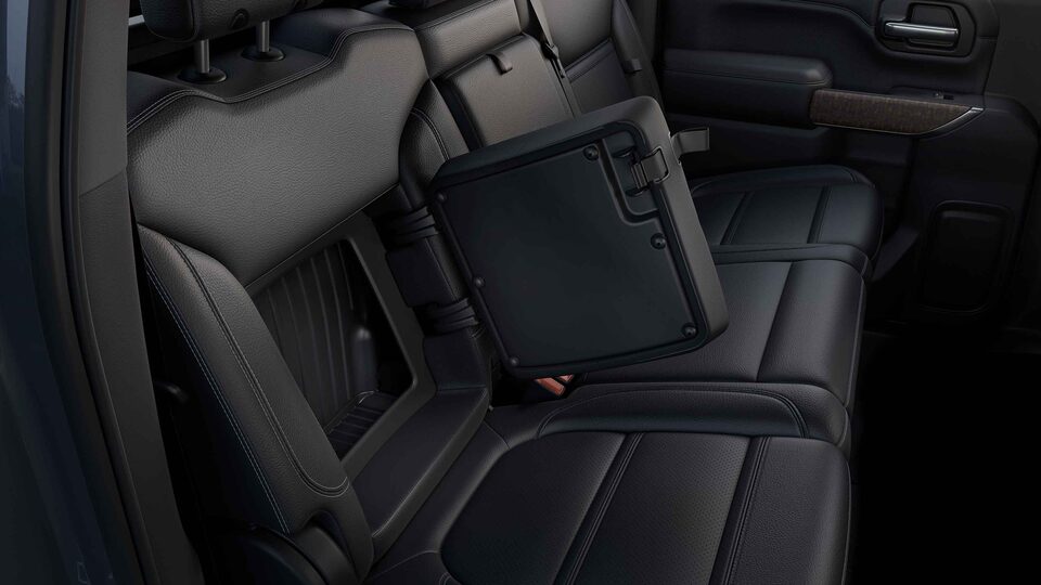 2022 Sierra HD interior ingenious seat storage.