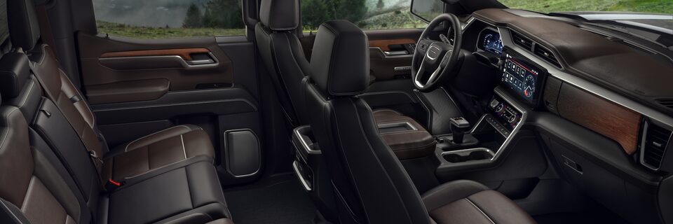 Interior view of the 2022 GMC Sierra Denali's seats.