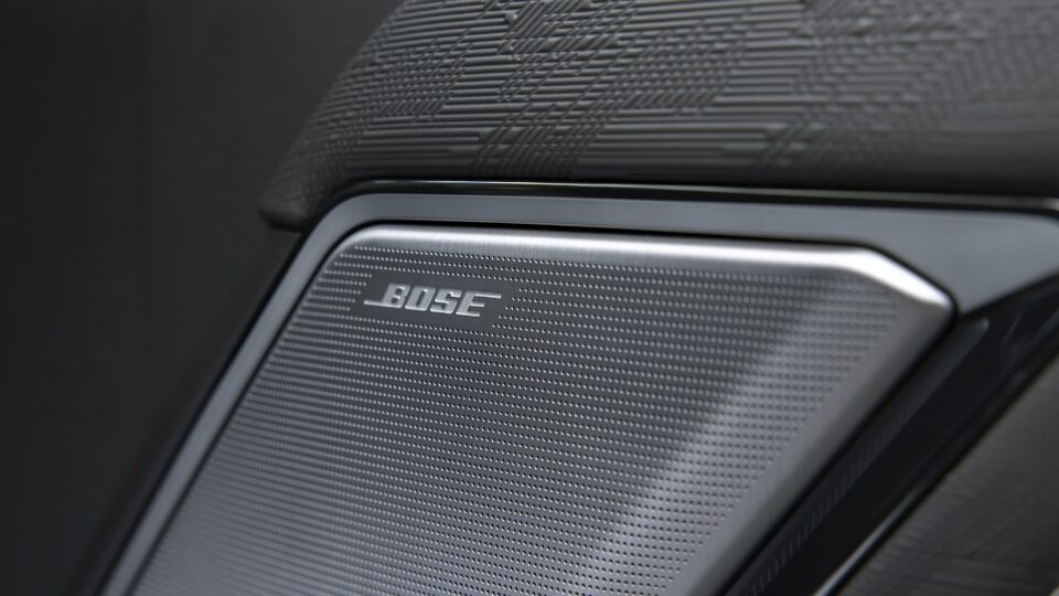 2022 Sierra 1500 AT4X: Etched stainless-steel speaker grilles.