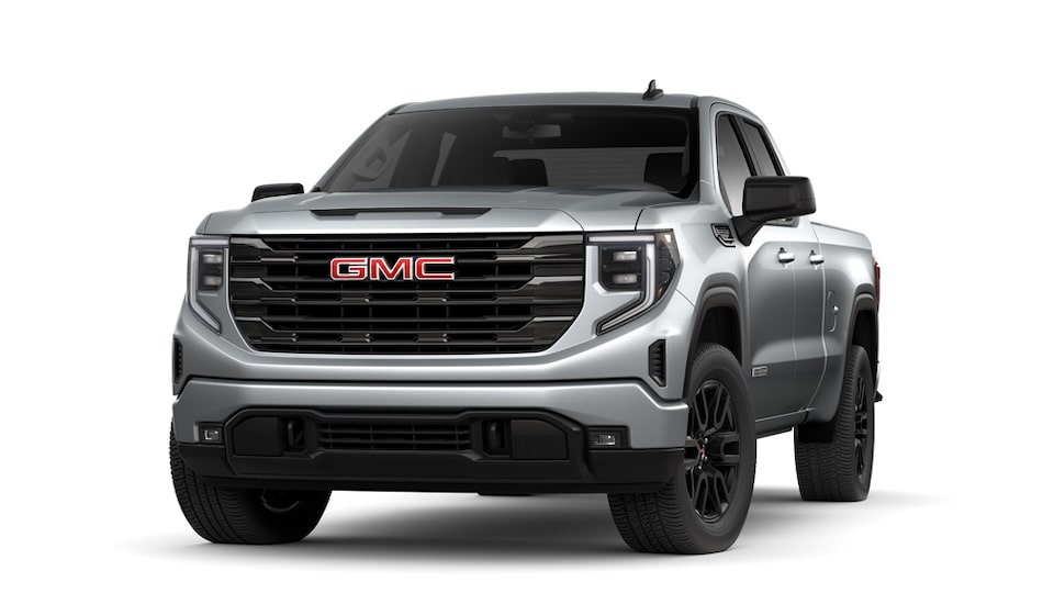 2023 Sierra 1500 Elevation Short Bed Crew Cab in Quick Silver Metallic.