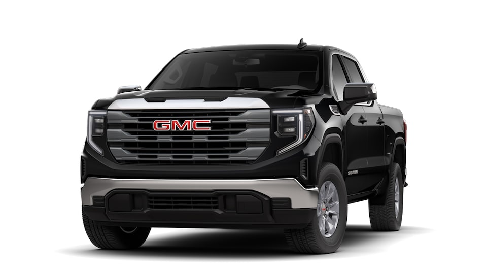 Sierra 1500 SLE 2023 à caisse courte et cabine multiplace en noir onyx.