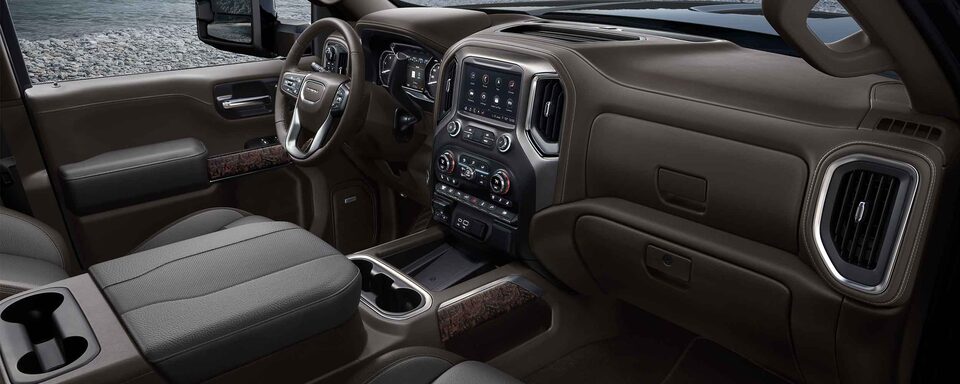 2023 Sierra HD interior featuring the dashboard and center console.