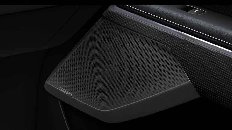 Close-up view of the Bose Sound System on the 2025 GMC Sierra EV Denali.