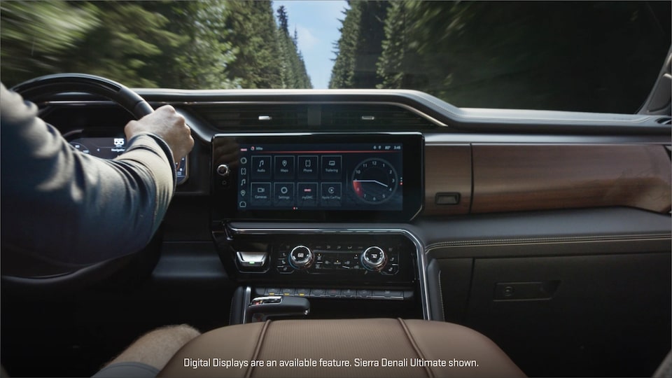 Interior View of the 2025 GMC Sierra 1500 Digital Display.