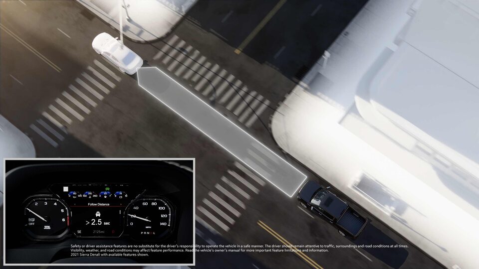 Indicateur de distance avec le véhicule qui précède du GMC Canyon 2023.