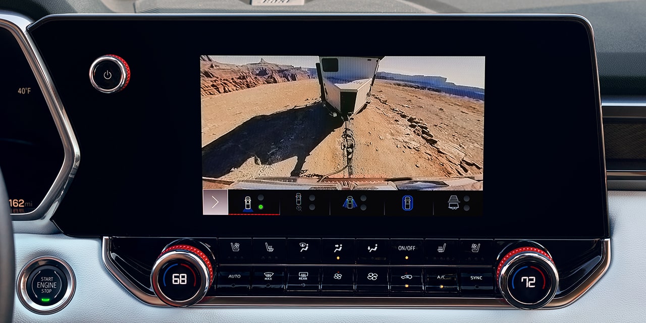 A camera view being displayed on the infotainment screen of the 2026 GMC Canyon Elevation.
