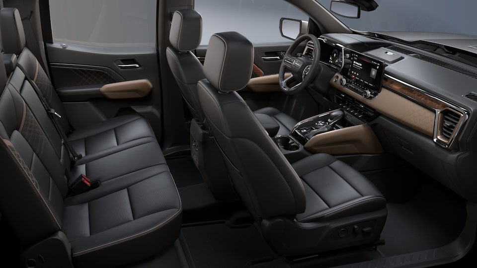 2024 GMC Canyon Denali interior in Jet Black.