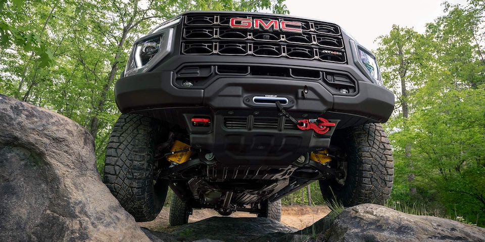 2024 GMC Canyon AT4 AEV front winch capability.