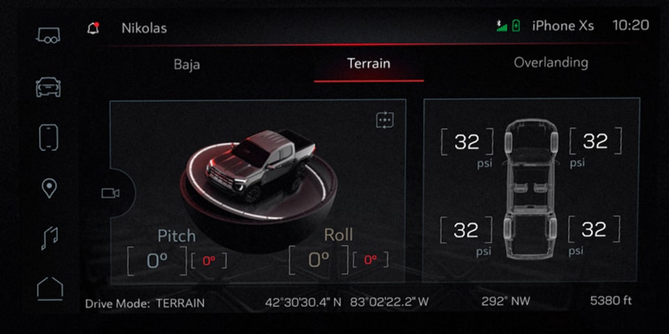Affichage de performance tout-terrain du GMC Canyon AT4 2024.