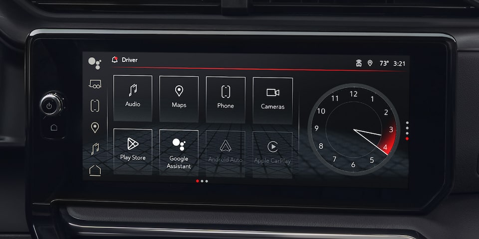 A menu being displayed in the infotainment screen of the 2024 GMC Sierra 1500 AT4.