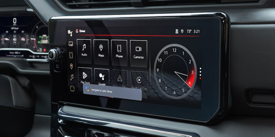 A menu being displayed in the infotainment screen of the 2024 GMC Sierra 1500 Denali.