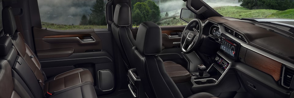 Luxurious interiors of the 2024 GMC Sierra 1500 Denali.