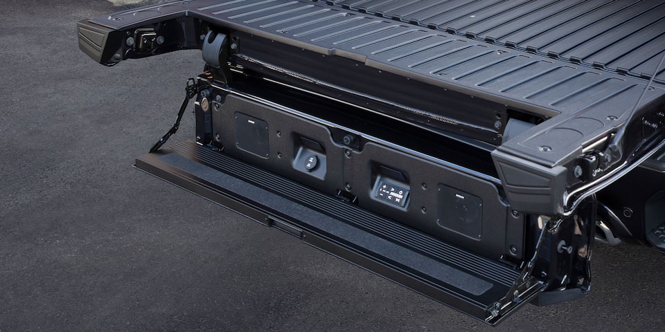 The MultiPro Audio system on the tailgate of the 2024 GMC Sierra 1500 SLE.