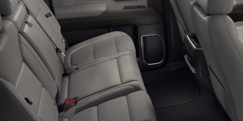 Perforated leather seating on the 2024 Sierra 1500 SLE.