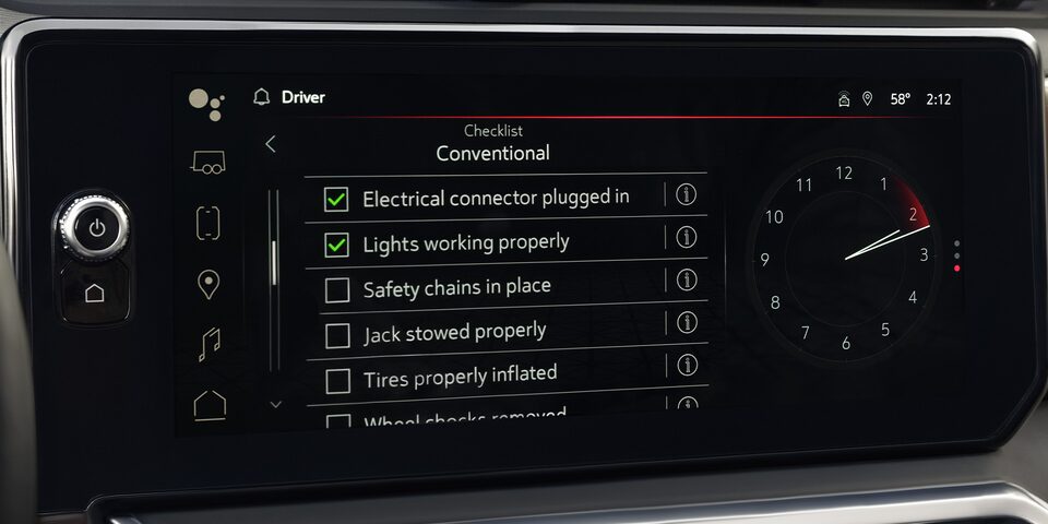 A menu being displayed in the infotainment screen of the 2024 GMC Sierra 1500 SLE.
