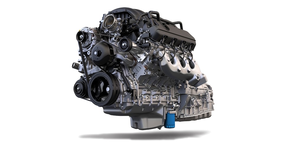 5.3L Gas Engine of the 2024 GMC Sierra 1500 SLE.