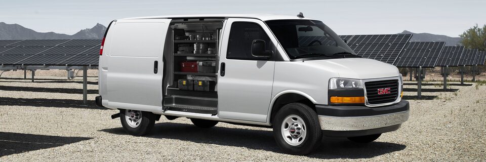 2022 Savana Cargo parked outside featuring a sliding door.