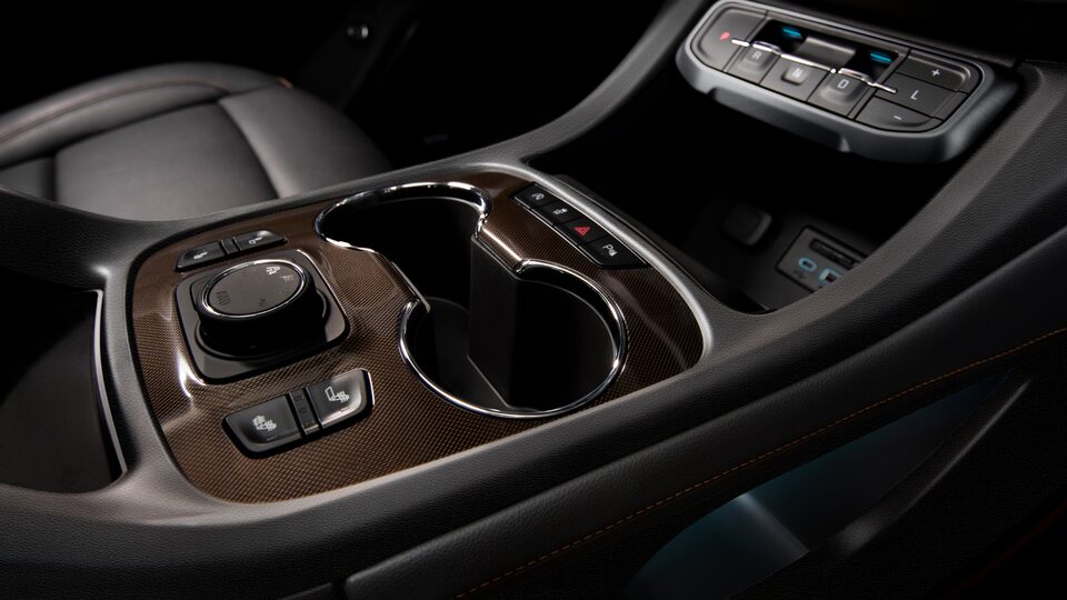 2023 GMC Acadia Denali real ash wood accents.