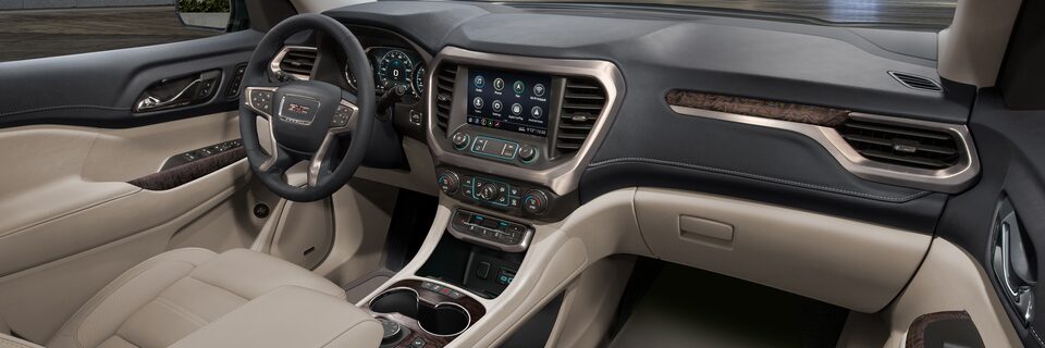 2023 Acadia interior seating and dashboard.