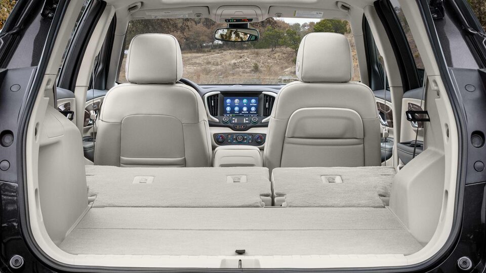 2023 GMC Terrain cargo space with second row seats folded.