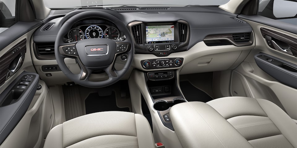 Light Platinum/Dark Galvanized interior of the 2024 Terrain Denali.