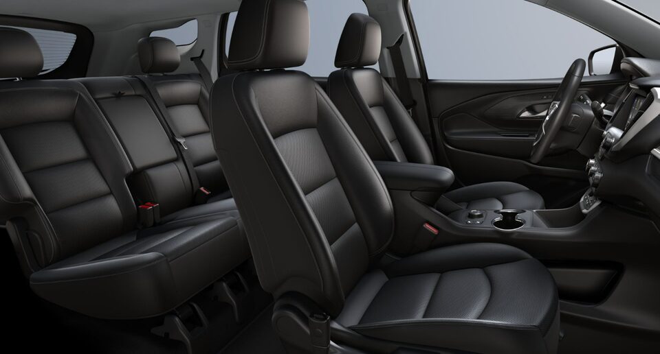 Sièges avant du GMC Terrain 2024 en noir jais.