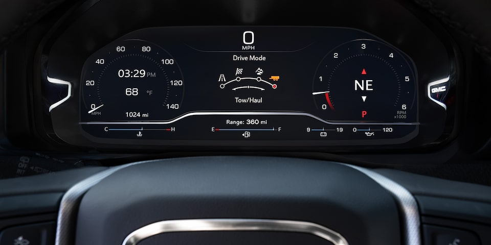 Closeup of dashboard on the 2024 GMC Yukon SLE/ SLT.