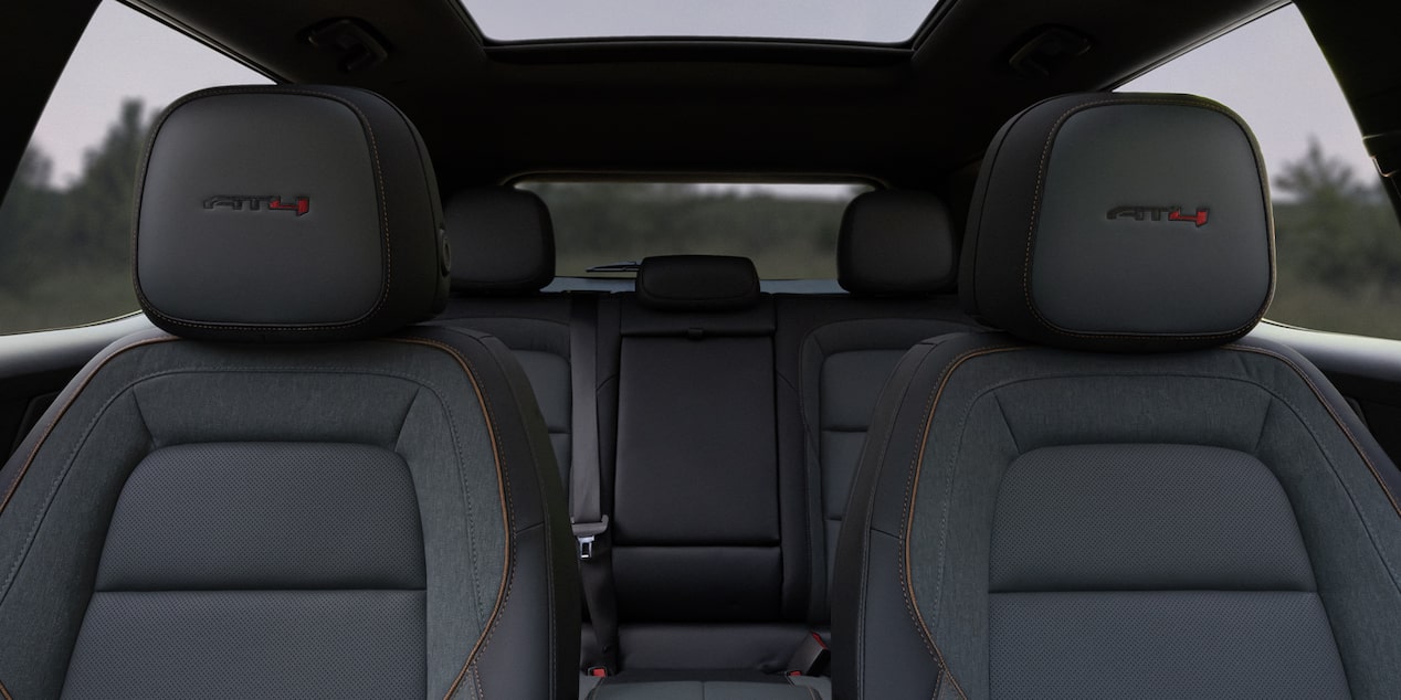 Interior View of the 2 Row Seating in the 2026 GMC Terrain AT4 Small Off-Road SUV.