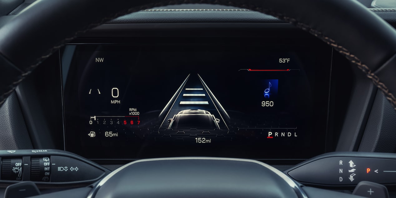 Interior View of the 11 Inch Diagonal Drivers Infotainment Center in the 2026 GMC Terrain AT4 Small Off-Road SUV.