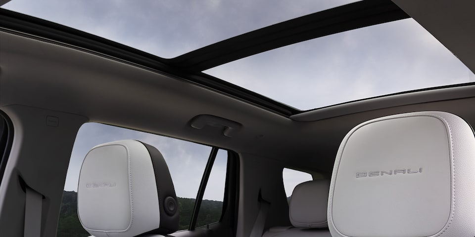 Interior View of the Panoramic Sunroof in the 2026 GMC Terrain Denali.